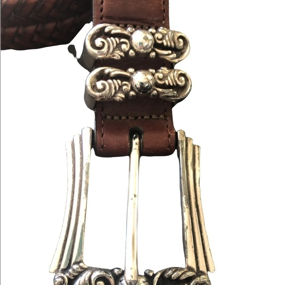 Brighton Double Braided Leather Belt #97087 Woven Brown Small 28”Boho Chic